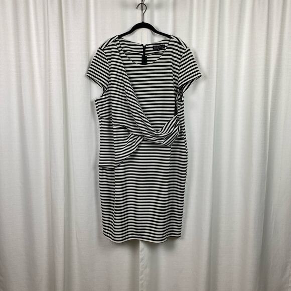 Eloquii Dresses & Skirts - Eloquii Black&White Stripe Cap Sleeve Sheath Midi Dress Sz.22W